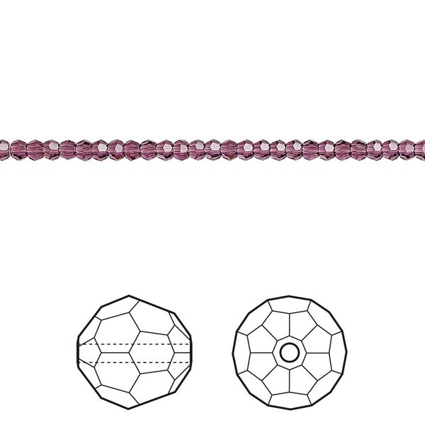Bead 36pk amethyst, Crystal Passions® 2mm round 5000 image number 0