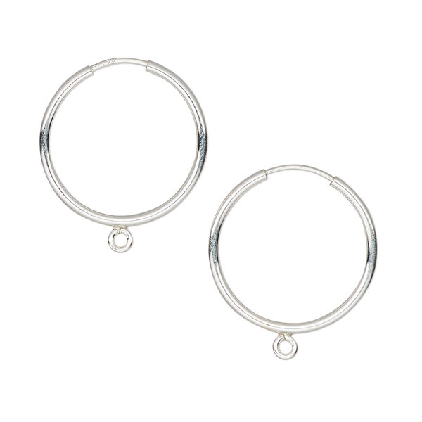 Earring hoop 1pkg2 sterling silver, 18mm / endless / closed loop, 21 gauge 1 pair image number 0