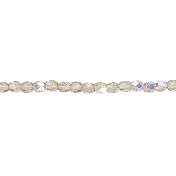 Bead, Czech fire-polished glass, smoke AB, 3mm faceted round. Sold per pkg of 1,200 (1 mass). image number 0