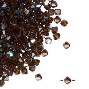 Bead 48pk smoked topaz AB, Preciosa Czech crystal 4mm bicone