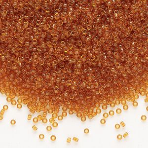 Seed bead, Miyuki, glass, pkg/250g, #15 rocaille, transparent topaz (RR-133).