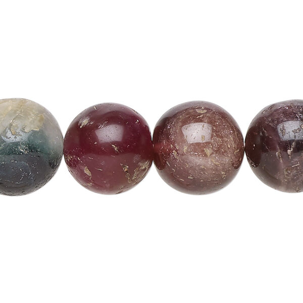 Multi-tourmaline 1pkg1, hand-cut round bead natural 15.5-16 inch 12-15mm image number 0