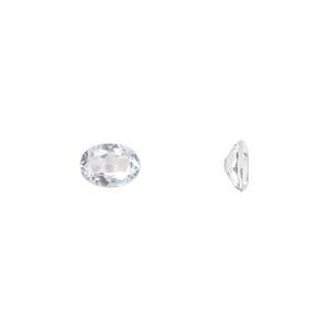 White topaz 1pkg1, hand-cut faceted oval gem natural 7x5mm