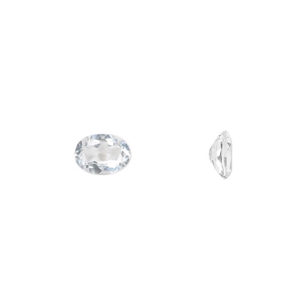 White topaz 1pkg1, hand-cut faceted oval gem natural 7x5mm image number 0