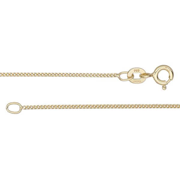 Chain, Gossamer™, "vermeil", 1mm curb, 16 inches with springring clasp. Sold individually. image number 0