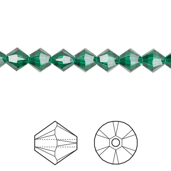 Bead 24pk majestic green, Crystal Passions® 6mm bicone 5328 image number 0