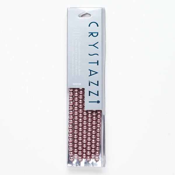 Bead, crystal pearl 1pkg190, light brown, 6mm round. image number 0