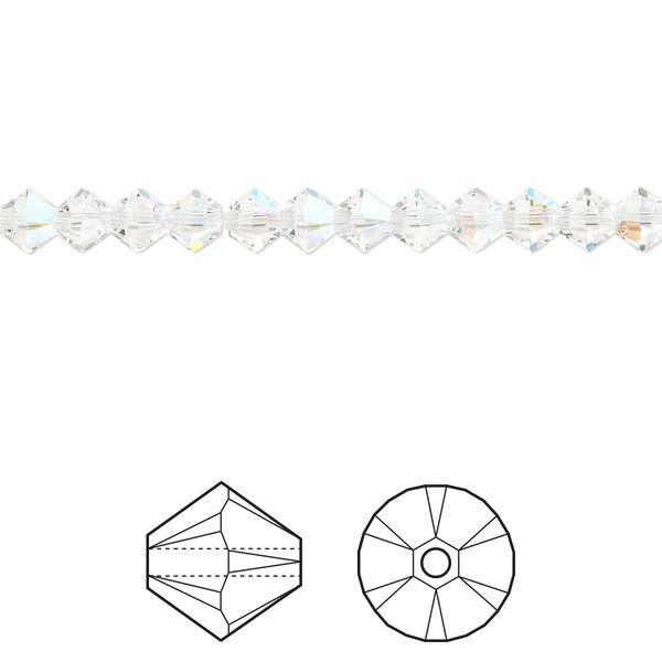 Bead 48pk crystal shimmer, Crystal Passions® 4mm bicone 5328 image number 0