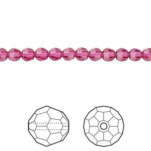 Bead 144pk fuchsia, Crystal Passions® 4mm round 5000