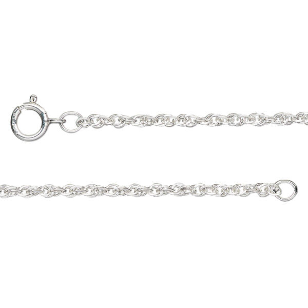 Chain, sterling silver, 1.8mm triple rope, 20 inches with springring clasp. Sold individually. image number 0