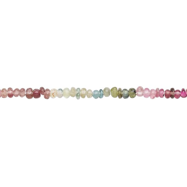 Multi-tourmaline 1pkg1, hand-cut rondelle bead natural 12 inch 2x1mm-3x2mm image number 0