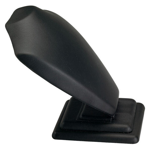 Display, necklace, leatherette, black, 6 x 5-3/4 x 5-3/4 inches. Sold individually. image number 1