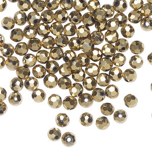 Bead 144pk opaque crystal aurum 2X, Celestial Crystal® 4mm round