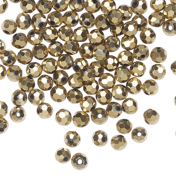 Bead 144pk opaque crystal aurum 2X, Celestial Crystal® 4mm round image number 0