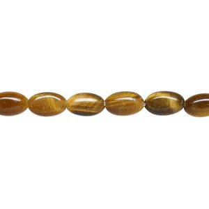 Tigereye 1pkg1, flat oval bead natural 15.5-16 inch 8x5mm