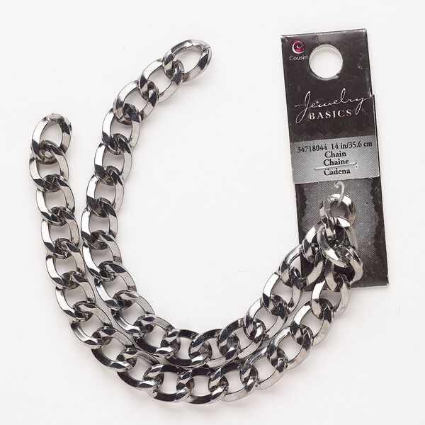 Chain, steel, pkg/14 inches, 11mm curb, gunmetal finish. image number 0