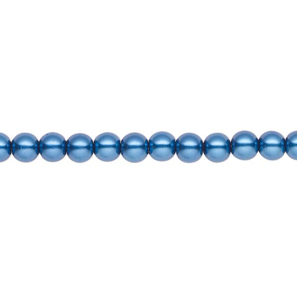 Pearl 2pk metallic blue, Celestial Crystal® 4mm round 15.5-16 inch image number 0