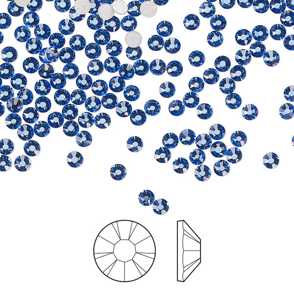 Flat back 144pk sapphire foil back, Preciosa MAXIMA Czech crystal hotfix rhinestone 2.3-2.5mm chaton rose round SS8 image number 0