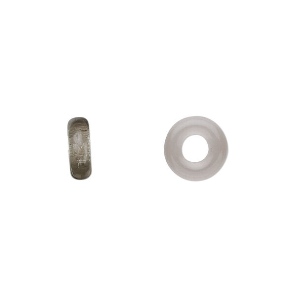 Bead, Czech pressed glass, smoke, 9.5x3mm ring with 3.5mm hole. Sold per pkg of 50. image number 0