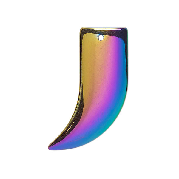 Focal, electroplated Hemalyke™ (man-made), rainbow, 30x19mm talon. Sold individually. image number 0