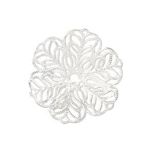 Component, silver-finished steel, 27x26mm single-sided flower. Sold per pkg of 10.