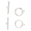 Clasp toggle mix 1pkg8 "pewter" (zinc alloy), 18mm round / 19mm flat, matte silver-finished copper 1-strand image number 1