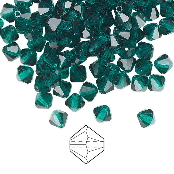 Bead 24pk emerald, Preciosa Czech crystal 5mm bicone image number 0