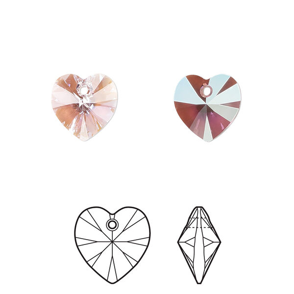 Drop 4pk light amethyst shimmer, Crystal Passions® 10mm pendant heart 6228 image number 0