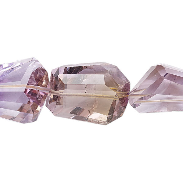 Ametrine / amethyst 1pkg1, hand-faceted nugget bead B+ grade, 8 inch medium to large image number 0