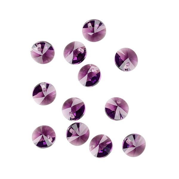 Drop 12pk amethyst, Crystal Passions® 6mm pendant mini disk 6428 image number 1