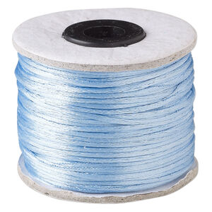 Cord, Satinique™, satin, light blue, 1mm. Sold per 200-foot spool.