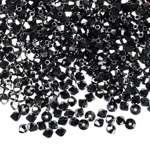 Bead 144pk jet hematite 2X, Preciosa Czech crystal 3mm bicone