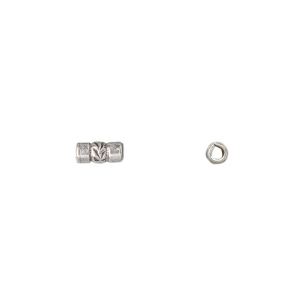 Bead, Hill Tribes, antiqued sterling silver, 7x3mm fancy tube. Sold per pkg of 16. image number 0