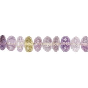 Amethyst / lemon quartz 1pkg1, hand-cut faceted rondelle bead 8 inch 8x4mm-8x6mm
