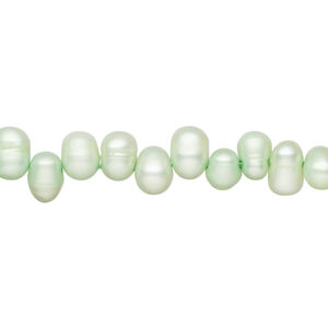 Freshwater pearl 1pkg1, top-drilled rice, 14 inch shamrock 5x4mm-9x5mm cultured