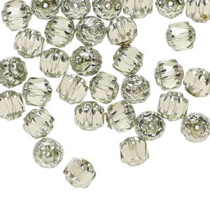 Czech pressed glass 1pkg60, cathedral bead dipped décor translucent metallic mint 6mm