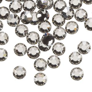 Flat back, Dance With Me™ crystal rhinestone, black diamond, foil back, 6.32-6.5mm rose, SS30. Sold per pkg of 48.