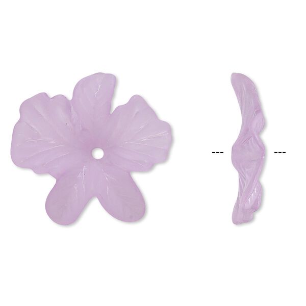 Component, acrylic, frosted light purple, 23x5mm flower. Sold per pkg of 100. image number 0