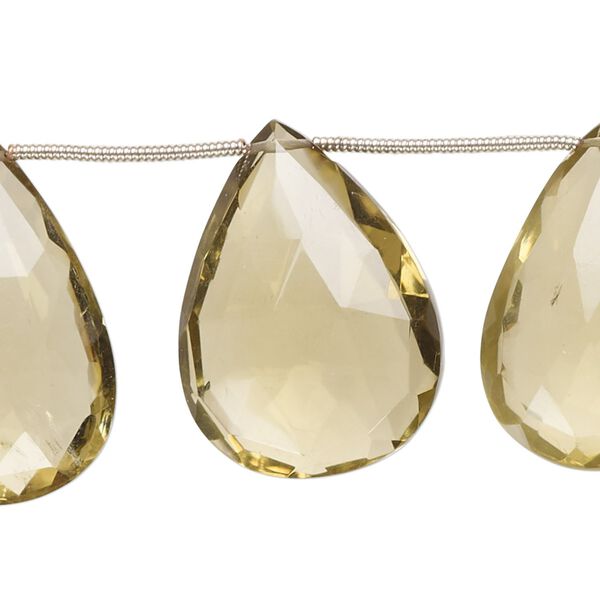 Golden quartz 1pkg10, hand-cut top-drilled faceted puffed teardrop bead 21x14mm-28x20mm image number 0