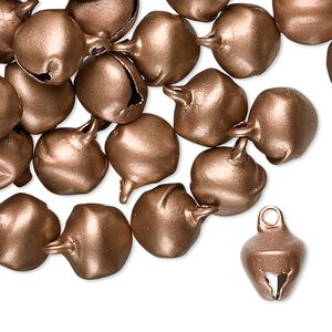 Bell, antique copper-plated steel, 10mm. Sold per pkg of 100.