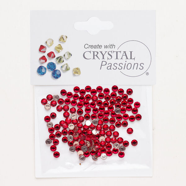 Flat back 1pkg144 light Siam foil back, Crystal Passions&reg; rhinestone 3.00-3.12mm hotfix round SS12 image number 0