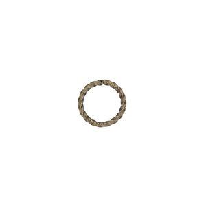 Jump ring, antique gold-plated brass, 10mm twisted round, 8mm inside diameter, 16 gauge. Sold per pkg of 1,000.