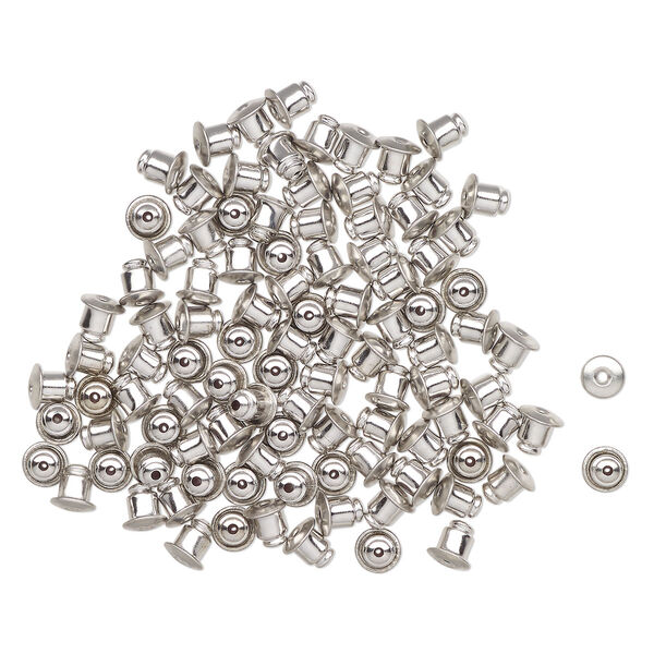 Earnut, antique silver-finished brass, 6x5.5mm barrel. Sold per pkg of 50 pairs. image number 0