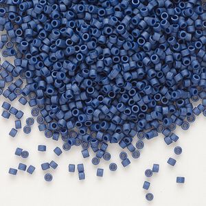 Seed bead, Delica®, glass, pkg/50g, #11 round, opaque matte glazed luster royal blue (DB-0377).