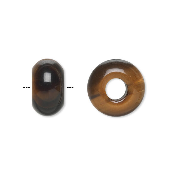 Bead, Dione®, tigereye (natural), 14x8mm rondelle, B grade, Mohs hardness 7. Sold per pkg of 2. image number 0