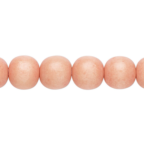 Bead, Taiwanese cheesewood (dyed / waxed), light orange, 9-10mm round. Sold per pkg of (2) 15-1/2" to 16" strands. image number 0