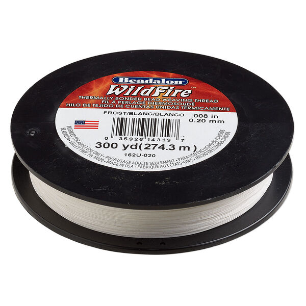 Thread, Beadalon® WildFire™, polyester and plastic, frost, 0.2mm with bonded coating, 15-pound test. Sold per 300-yard spool. image number 0