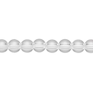 Quartz crystal 1pkg1, round bead natural 8 inch 6mm