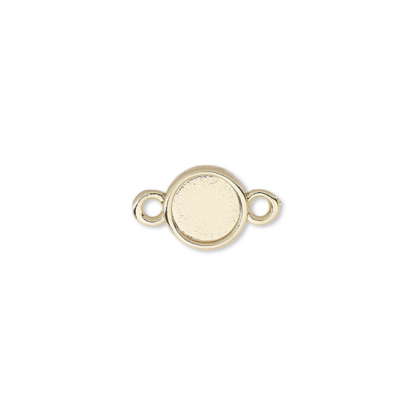 Link, Almost Instant Jewelry®, gold-plated "pewter" (zinc-based alloy), 9mm flat round with SS34 rose setting. Sold per pkg of 2. image number 0