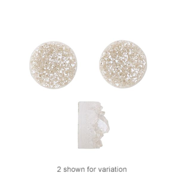 Druzy agate 1pkg2, electroplated non-calibrated round cab 10mm image number 0
